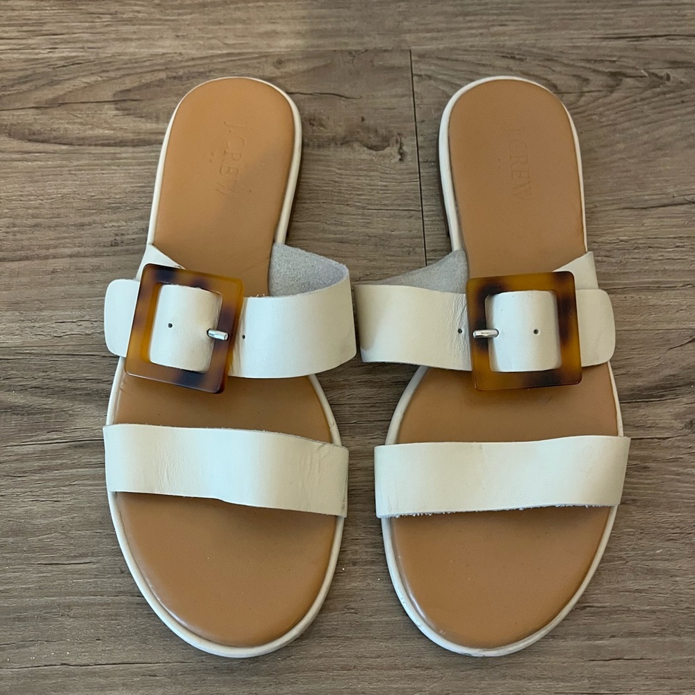 Stylish J Crew Cream Slide Sandals